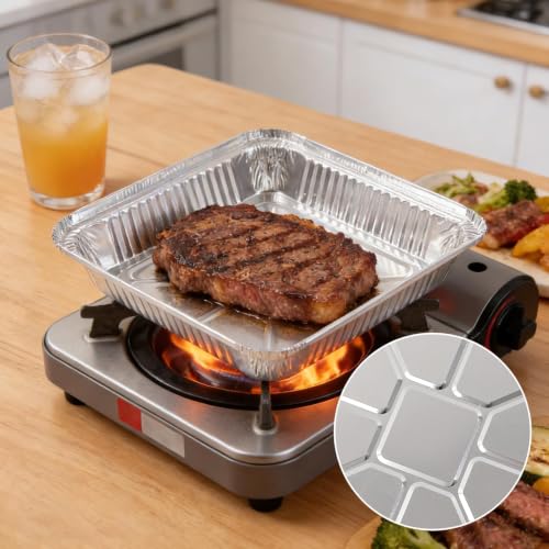 50 Pack 8x8 Aluminum Pans, Disposable Foil Pans, Square Aluminum Foil Tin Baking Cake Pans,Roasting Trays Disposable Food Containers Great for for Baking, Cooking, Heating, Storing, Prepping Food