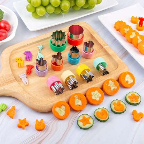 Nifogo Fruit Cutters Shapes for Kids 22 Pcs - color: C-Green Red 22pcs