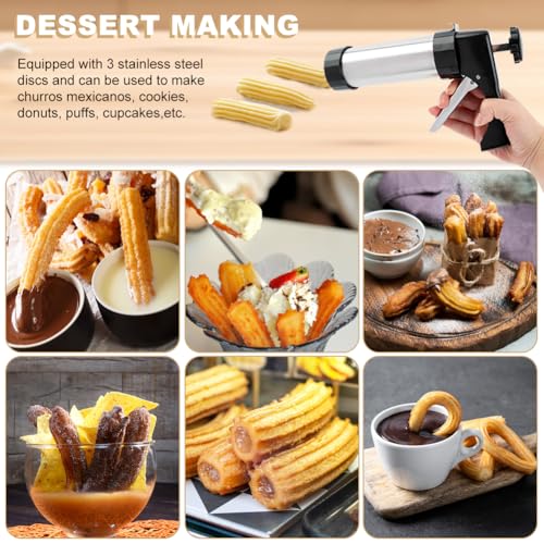 Churro Maker Machine, 3-in-1 Stainless Steel Cookie Press Gun