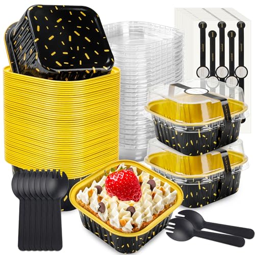 NPLUX Halloween Baking Pans, 5oz 50 Pack Black Gold for Parties - color: Black/Gold, size: 5 OZ