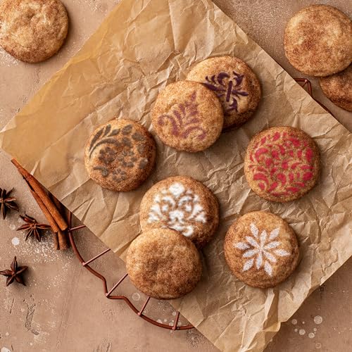 NAKLEO Coffee Stencils and Cookies Decoration 14Pcs 2.8”x2.8” and 4.3”x4.3”, Reusable Plastic Baking Templates, Ornament Pattern Decor, Barista DIY Art Craft, Capuccino Latte Chocolate Cake Biscuit - size: ORNAMENT