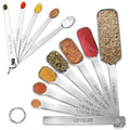 Stainless Steel Measuring Spoons Set of 13, Includes 7 Rectangular Measuring Spoons, 1 Leveler & 5 Tiny Spoons, Compact Spoons Design for Spice Jars, Ideal for Dry and Liquid Ingredients - size: Set of 13