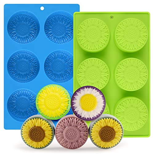 Actvty Sunflower Soap Molds 2 Pack Round Flower Silicone Molds