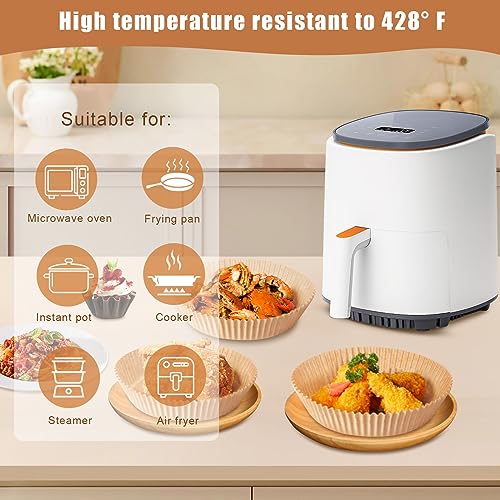 Air Fryer Liners Disposable, 100PCS Non-stick Disposable Airfryer Liners, 8 Inch Unbleached Parchment Paper, Round Airfryer Paper Liners for 5-8QT Air Fryer, Baking, Roasting Microwave - size: 8in-Round-100pcs