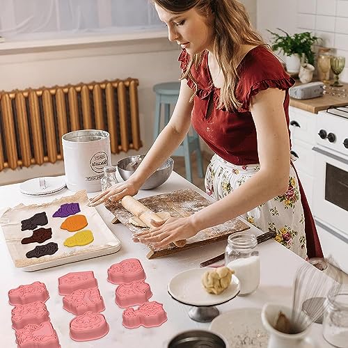 16 Pcs Halloween Cookie Cutters, 3D Cookie Cutter with Plunger Stamp - color: Halloween