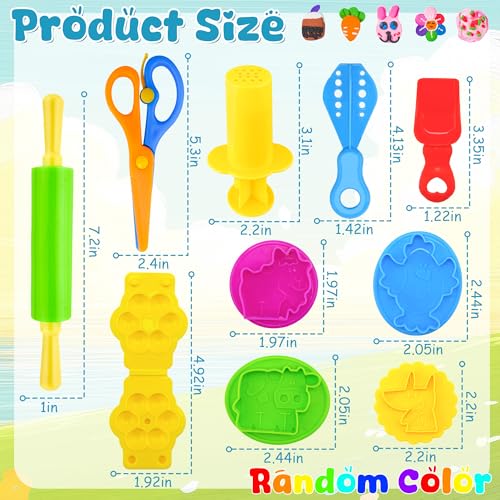 Dough Tools Play for Kids,33 PCS Dough Tool Set Includes Rolling Pins,Safety Scissors,Extruder,Kitchen Creative Tools and Molds - style: 33pcs