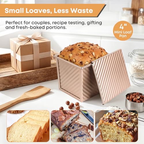 Pullman Loaf Pan with Lid Set of 3, Aluminized Steel 4/8.4/13 Inch