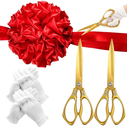 Ribbon Cutting Ceremony Kit, 10.83" Giant Gold Scissors - size: 10.83" Giant Gold Scissors