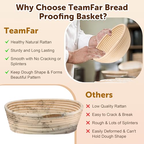 TeamFar Sourdough Bread Baking Supplies, 9" Round & 10" Oval