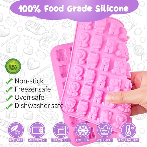 Gummy Candy Molds - Silicone Gummy Bear/Dinosaur/Animal Snack Molds for Kids With Dropper-Non-stick and Bpa Free for Mini Candy Chocolate Gummies Baking - color: 3pcs - Chocolate Bear
