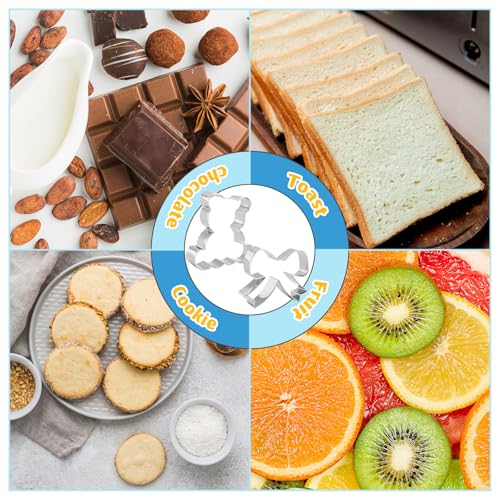 FYSUIMU 6Pcs Bear Bow Cookie Cutter Cute Bear Face Bowknot Biscuit Cutter Stainless Steel Cookie Cutting Molds for Birthday Baby Shower DIY Crafts Baking Supplies