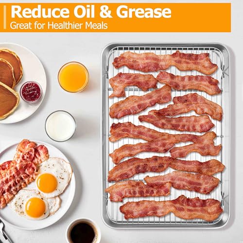 Homikit 20x14 Inch XL Stainless Steel Baking Sheet with Cooling Rack Set - size: 20x14x1.2