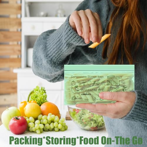 BEIDOU-PAC Compostable Snack Storage Zip Bags, 100 Count | 2 Mil | 6.5 IN x 3.25 IN, Freshness Easy Open Biodegradable Eco-Friendly Reclosable Compost Zipper Bags for Food On the Go - style: Zip | snack 100 count