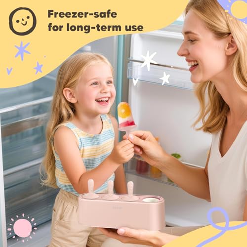 WYOK Popsicle Molds 4-Cavity Silicone Ice Pop Mold (Pink, IcyClassic Pops) - color: Pink