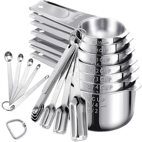 20PCS Measuring Cups and Spoons Set,Stainless Steel,with Leveler - size: 20PCS
