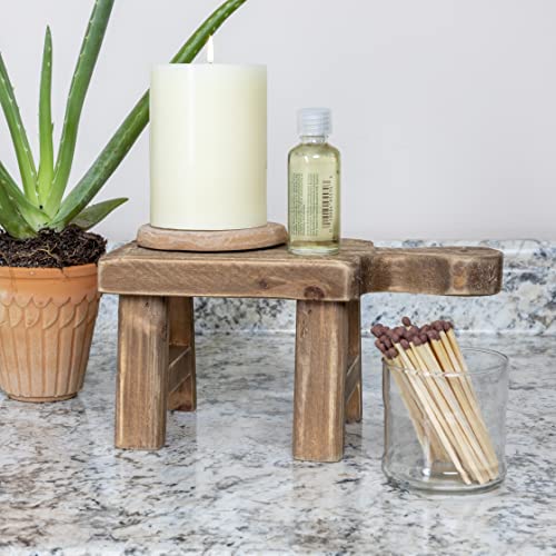 Creative Co-Op Small Wood Pedestal with Handle,Square (Pack of 12) - color: Natural, size: Square (Pack of 12), style: Rectangle