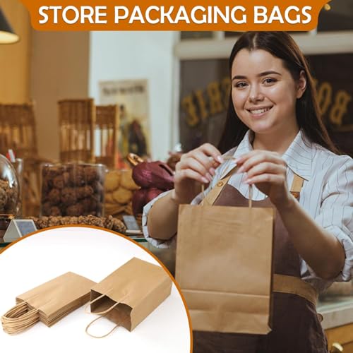 XPCARE Brown Paper Bags with Handles, 32Pcs 5.25x3.25x8.25'' Kraft Bags - color: Brown, size: 1 Count (Pack of 32)