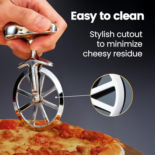 Gourmet Easy Pizza Cutter Unicycle Wheel Nonslip Easy Glide Stainless Steel