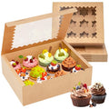 RYDDOY 12 Pack Brown Cupcake Boxes, Hold 12 Count Cupcake, Cupcake Carriers - color: Brown