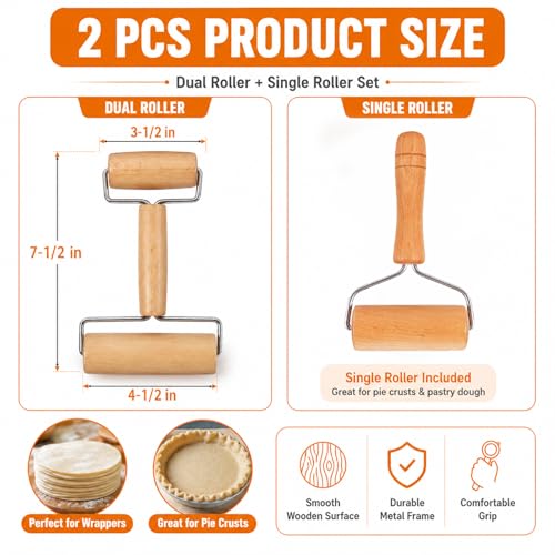 Small Wooden Rolling Pin for Baking, 7 Inch Mini Dough Roller, Non Stick Pizza Roller for Pastry Cookie Tortilla Dumpling Fondant Pie Crust Pasta (GMZ-TH) - size: GMZ-TH