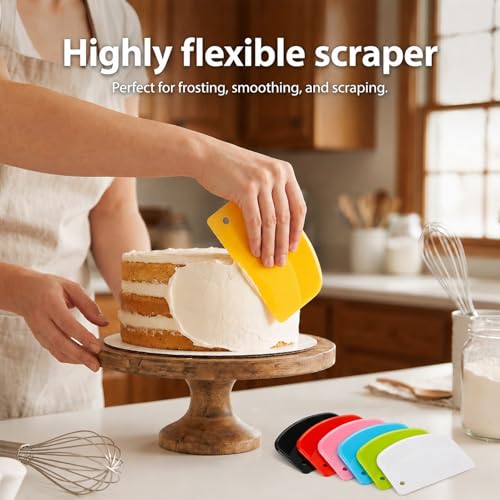 7PCS Dough Scraper, Plastic Bench Scraper