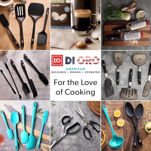 DI ORO Silicone Cooking Spoons - Solid & Slotted Set, 2-Pc Teal - color: Teal