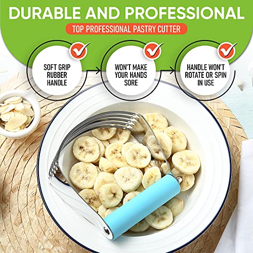 Spring Chef Large Pastry Cutter For Baking, Pro Pastry Blender, Aqua Sky - color: Blue (Aqua Sky), size: 4" Large