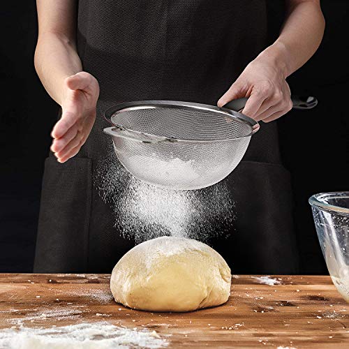 9" Large Fine Mesh Strainer, Stainless Steel 18/8 Extra Fine Mesh Quinoa Sieve, with Solid Sturdy Handle, Flour Filter with Wider Hook - size: 1 Pc. - 9"