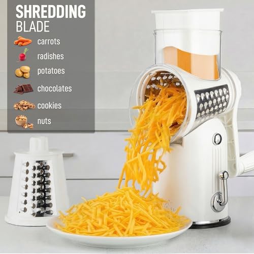 Rotary Cheese Grater Hand Crank, Vegetable Shredder - Classic White - color: 30 - White