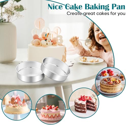 TeamFar 7 Inch Cake Pan Set of 2, Stainless Steel Round Cake Baking Pan - size: 7 Inch