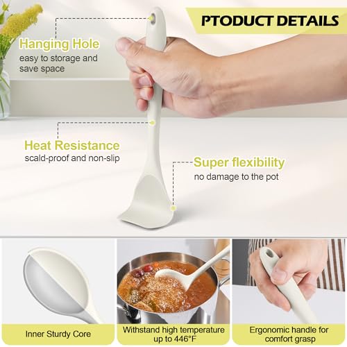 Homikit Kitchen Utensils Set, 15pcs Silicone Cooking Utensil with Holder - color: White