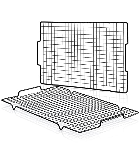 HULISEN Cooling Rack 2-Pack, 16 x 10 Inch Nonstick Baking Rack with Handles - color: Black, size: 2 Packs