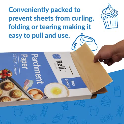 Reli. 500 Pcs Parchment Paper Sheets, Bulk | 12x16 Inch | Brown