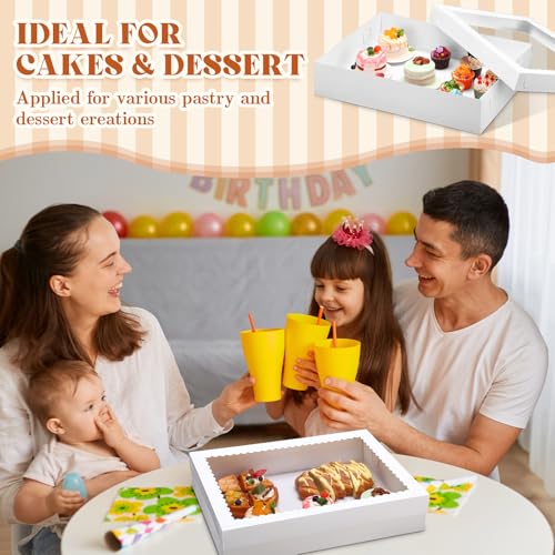 Sinload 10 Pcs Half Sheet Cake Box with Window & Board, White, 19x14x4 Inch - color: White, size: 19x14x4 Inch