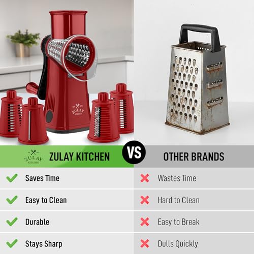 Rotary Cheese Grater Hand Crank, Vegetable Shredder - Red - color: 14 - Maroon