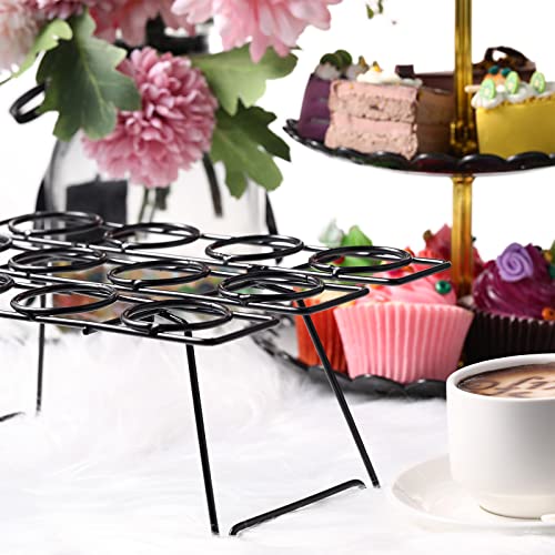2 Pack Ice Cream Cone Holders Rack with 12 Holes Cake Cone Stand, Black - color: Black