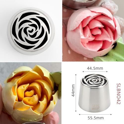 6 Pieces Extra Large Stainless Steel Marshmallow Flower Icing Tips Kit - color: SILVER SET18