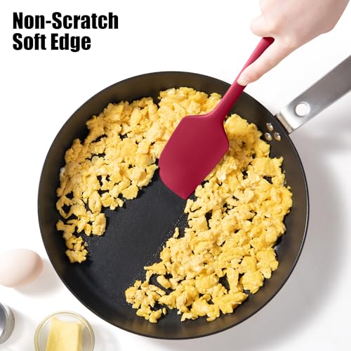 Doosu 600°F Heat Resistant Silicone Large Spatula, 11.4in, Red - color: Red, size: 11.4in (Flat Spatula)