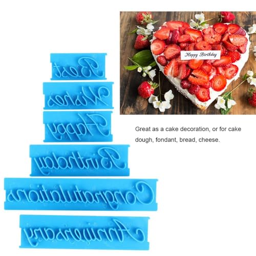 18 Pieces Fondant Stamp Cutter Set,3 Set Script Letter Embossers for Happy Birthday Anniversary Cakes,Blue Cookie Icing Sugarcraft Decorating Tools