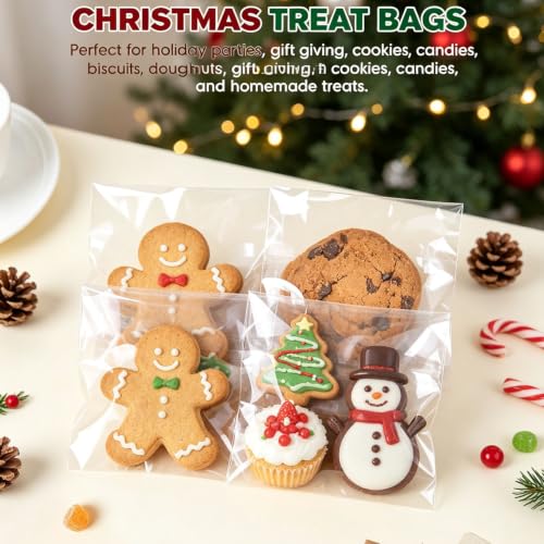 KoberrLi Cookie Bags with Seal Cellophane Bags Small 3 x 4-inch Clear Treat Crystal Self Protective Bags for Candy Cookies Cards Team, 100 Pack - size: 3x4 Inch (Pack of 100)