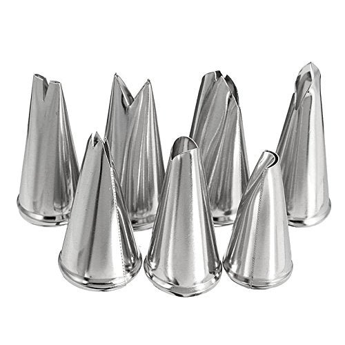5+7+7 Pieces Rose Flower & Leaf Piping Tips Set Cake Decorating Tips Icing Piping Nozzles Set Cupcake Decorating Kit Cupcake Pastry Tool Stainless Steel
