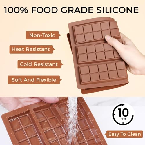 Chocolate Bar Mold - Non-Stick Chocolate Molds, Food Grade Silicone Deep Mold for Dubai Pistachio, Candy, Snacks - color: Choco: 1 PC, size: Square
