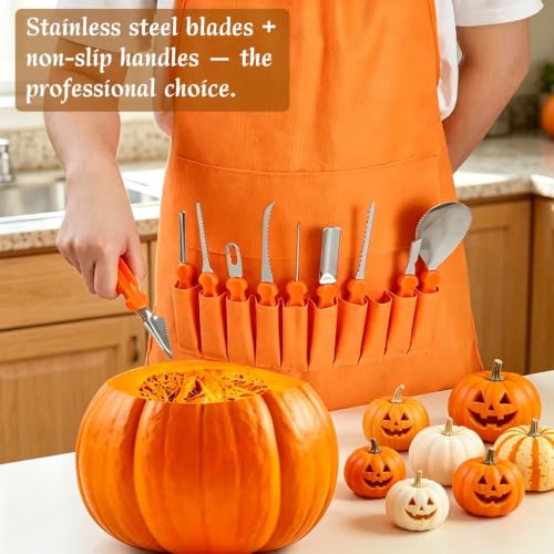 Halloween 10 Pcs Pumpkin Face Carving Kit, Professional Tools Knife Bulk - size: For old hand