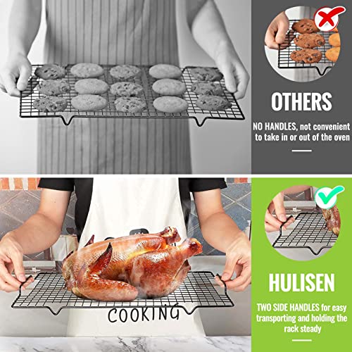 HULISEN Cooling Rack 4-Pack, 16 x 10 Inch Nonstick Baking Rack with Handles - color: Black, size: 4 Packs