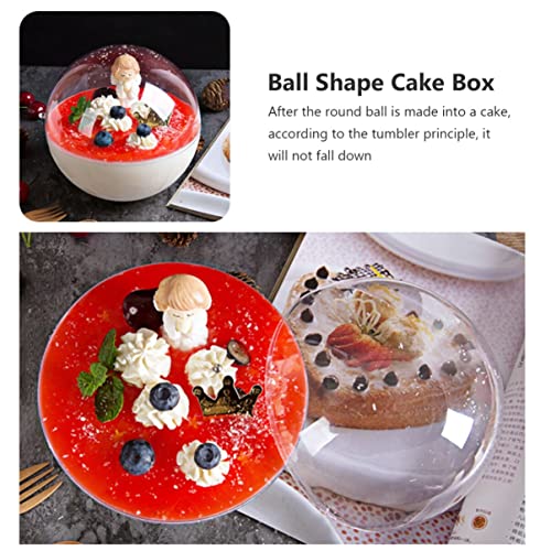 Cabilock Transparent Ball Shape Cake Container 6-Inch Portable Round Plastic Dessert Carrier Dome for Mousse Cake Storage 10-Pack - size: 500ml