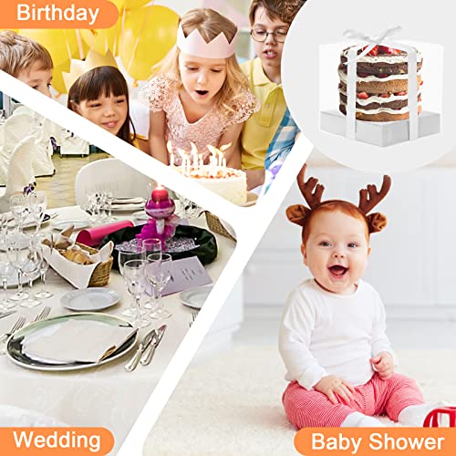 12 PCS Clear Cupcake Boxes 3.5 Inch Cupcake Containers (Silver) - color: Silver