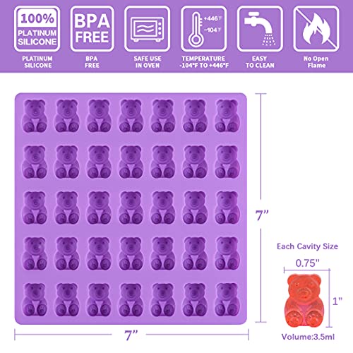 Gummy Bear Molds - 1 Inch Cute Bear Candy Molds Food Grade Silicone - size: Bear (3.5ml)