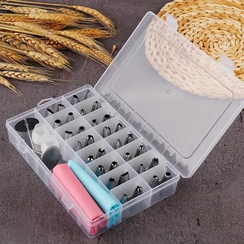 Reusable Silicone Bag Kit – 38pcs Cake Set with 32 Tips, Couplers & Nails