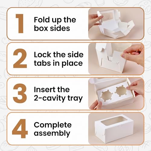 18-Pack 2-Cupcake Boxes with Clear Window, 6.3 x 3.54 x 2.95 Inch