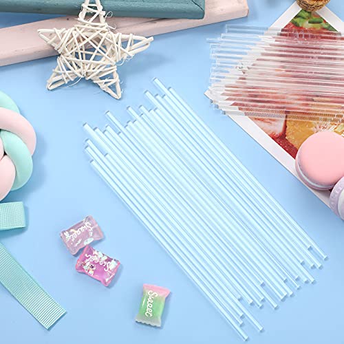 Zopeal 200 Pcs Acrylic Lollipop Stick Cake Pop Rod(6 x 0.12 Inches,Clear) - size: 6 Inch